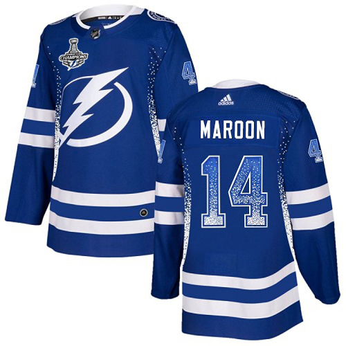 Adidas Tampa Bay Lightning Men #14 Pat Maroon Blue Home Authentic Drift Fashion 2020 Stanley Cup Champions Stitched NHL Jersey